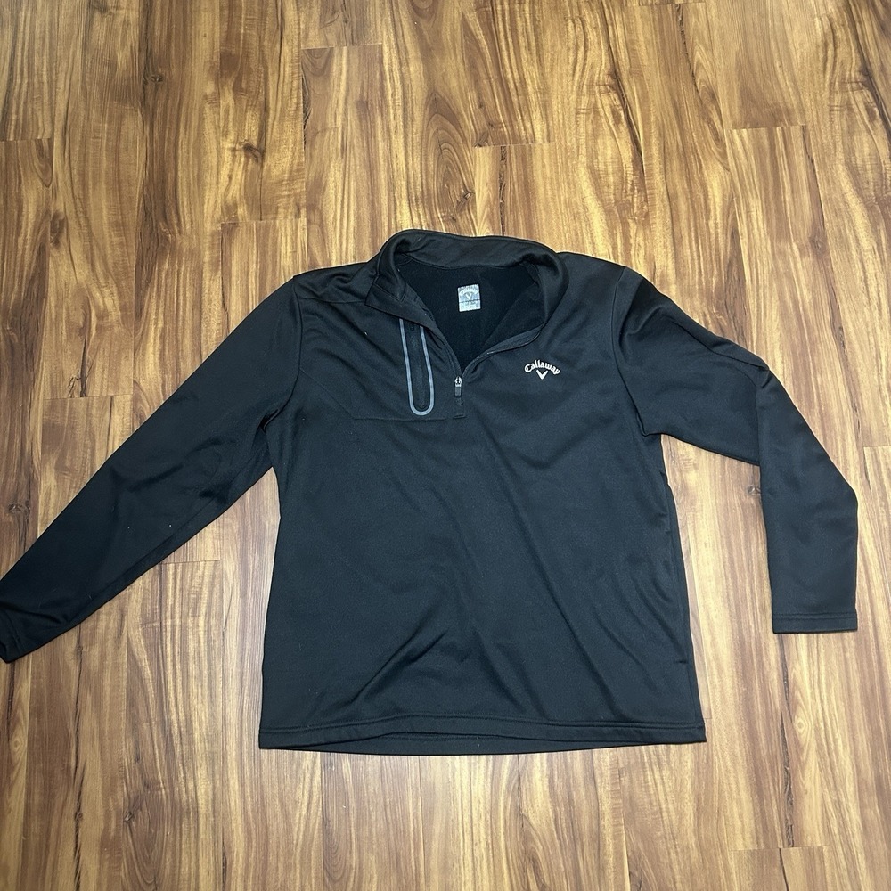 Callaway Golf 1/4 Zip Pullover Mens Large Black Long‎ Sleeve Performance Read